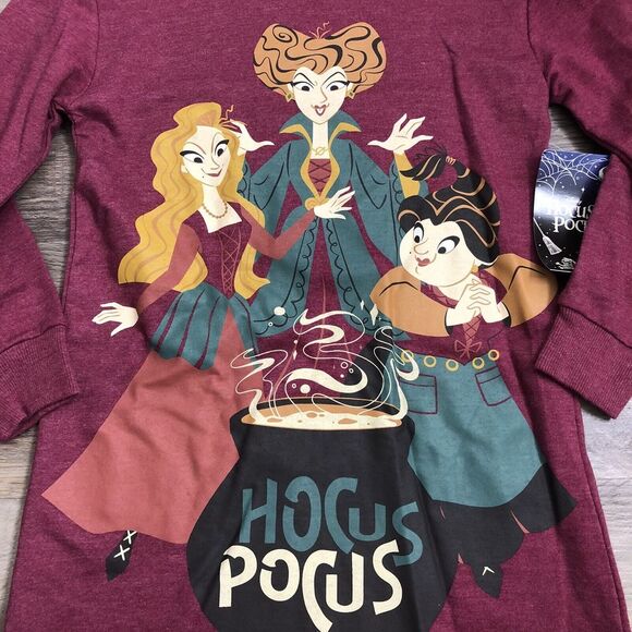 NWT Girls Hooded Hocus Pocus Dress Sz S (6-6X) Long Sleeve Disney Cosplay Hoodie - Picture 2 of 7